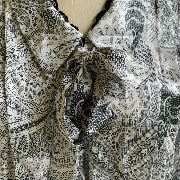 Christian Dior Loungewear Vintage Kaftan Dress Robe Black & White Paisley Size L - Picture 14 of 15